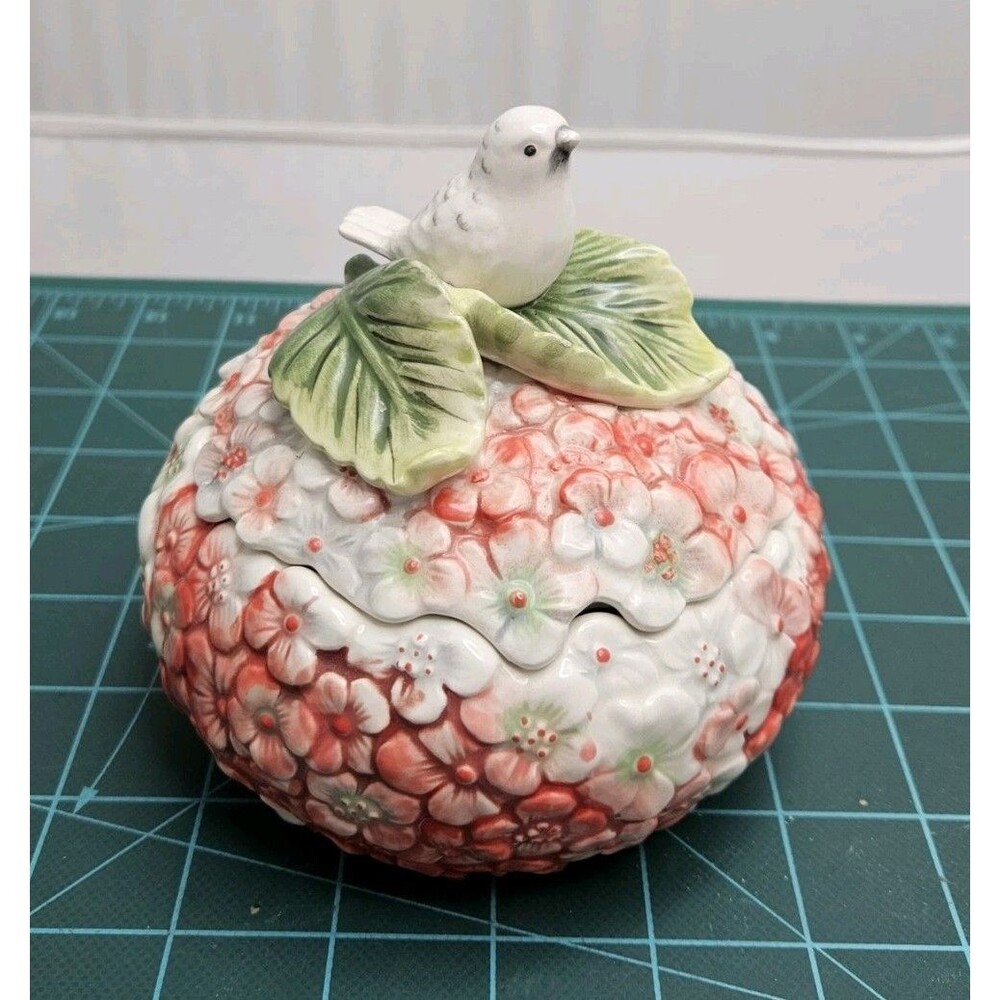 Edie Rose Home Hydrangea Collection trinket bowl box dish bird & flowers
